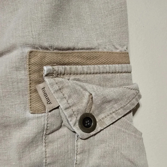 Tommy Jeans Linen Blend Cargo Pants Women's Juniors Size 9 Tan Convertible - Picture 6 of 11